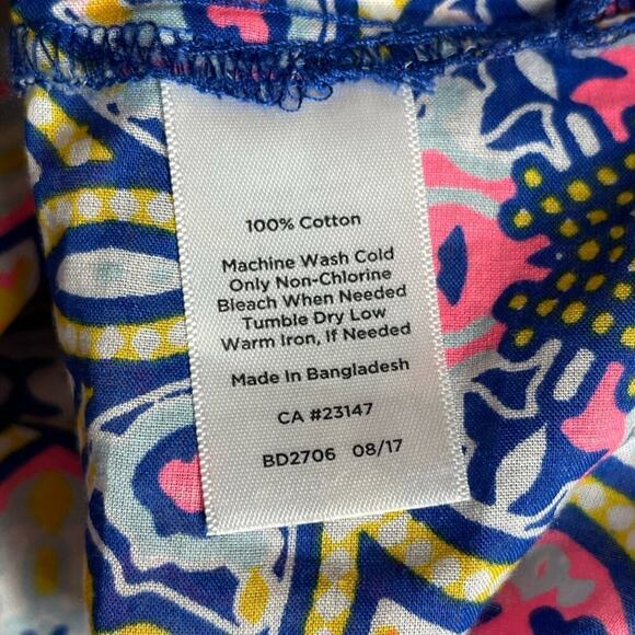 Talbots colorful Geometric Tunic Blouse Cotton V-neckline Size Small Petite - Picture 7 of 11
